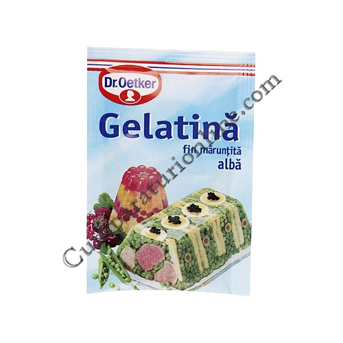 Cumpara online Gelatina fin maruntita alba Dr. Oetker 10 gr. din casa de comenzi CumparaturiOnline.com Bucuresti Gelatina fin maruntita alba Dr. Oetker 10 gr.