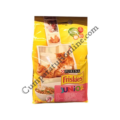 Cumpara online Hrana uscata pisici Friskies Junior pui 1,5 kg. din casa de comenzi CumparaturiOnline.com Bucuresti Hrana uscata pisici Friskies Junior pui 1,5 kg.