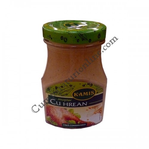 Cumpara online Mustar cu hrean Kamis 185 gr. din casa de comenzi CumparaturiOnline.com Bucuresti Mustar cu hrean Kamis 185 gr.