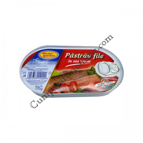 Cumpara online Pastrav file in sos tomat Home Garden 170gr. din casa de comenzi CumparaturiOnline.com Bucuresti Pastrav file in sos tomat Home Garden 170gr.