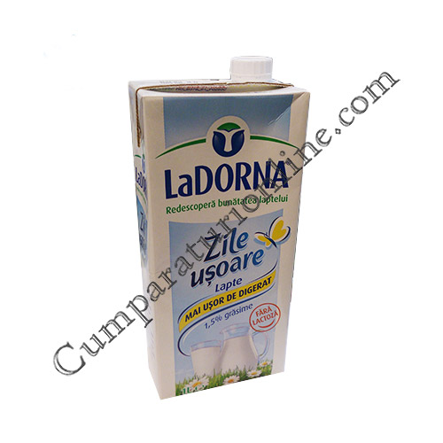 Lapte fara lactoza LaDorna Zile Usoare UHT 1,5% 1l.