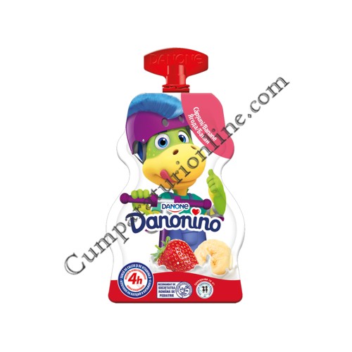 Iaurt de baut cu piure de capsuni si banane Danonino Danone 70 gr.