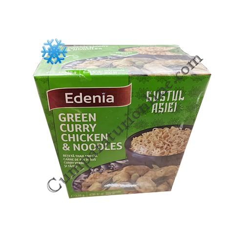 Carne de pui in sos curry verde si taietei Edenia 320 gr.