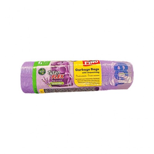 Saci menajeri cu snur 63x70 60l. Fino Tytan Flex 8 buc. Lavanda