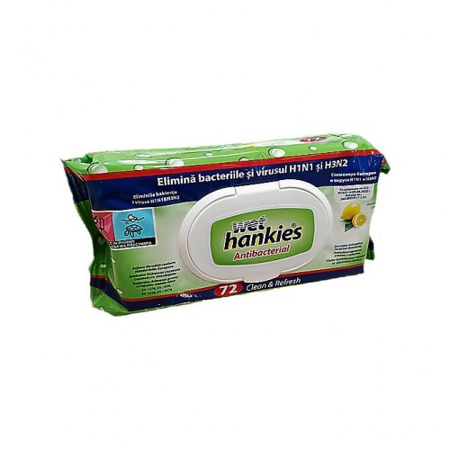 Servetele umede antibacteriene Wet Hankies Lemon 72 buc. Servetele umede antibacteriene Wet Hankies Lemon 72 buc.